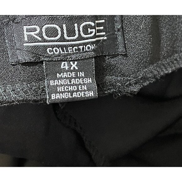 Rouge Collection Women's Pants Split Hem Black Stretch Pull-On Size 4X - Picture 4 of 6